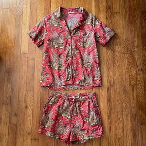 Bagheera Short Sleeve Sleep Set in Scarlet